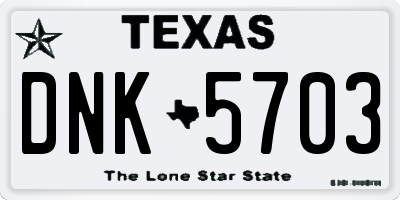 TX license plate DNK5703