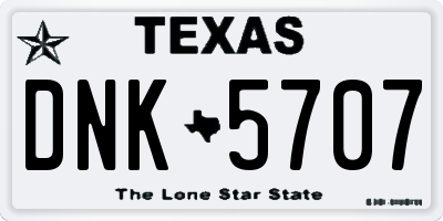 TX license plate DNK5707