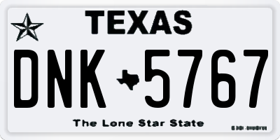 TX license plate DNK5767