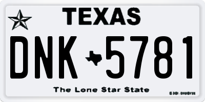 TX license plate DNK5781