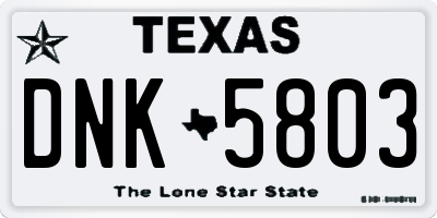TX license plate DNK5803