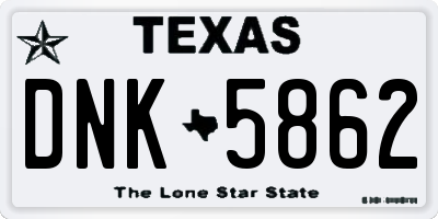 TX license plate DNK5862