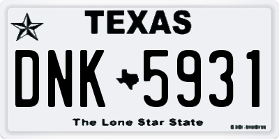 TX license plate DNK5931