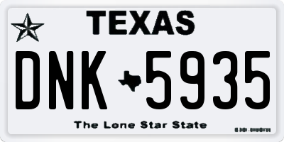 TX license plate DNK5935