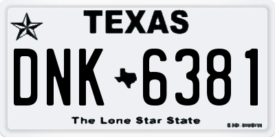 TX license plate DNK6381