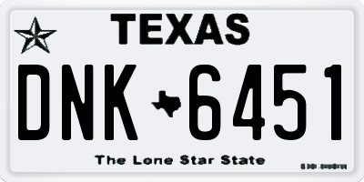 TX license plate DNK6451