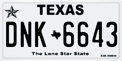 TX license plate DNK6643