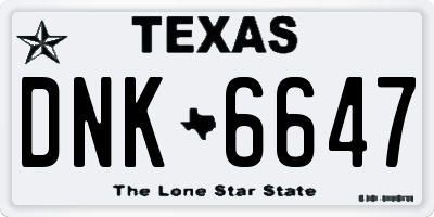 TX license plate DNK6647