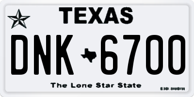 TX license plate DNK6700