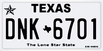 TX license plate DNK6701