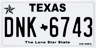 TX license plate DNK6743