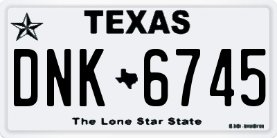 TX license plate DNK6745