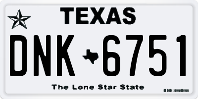 TX license plate DNK6751