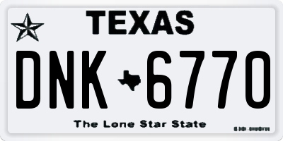 TX license plate DNK6770