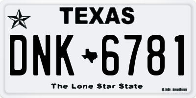 TX license plate DNK6781
