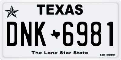 TX license plate DNK6981
