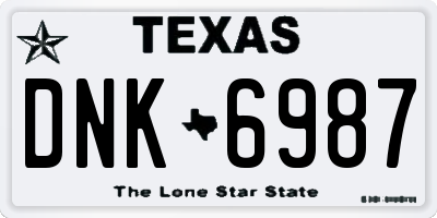 TX license plate DNK6987