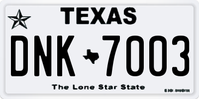 TX license plate DNK7003