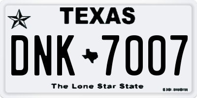 TX license plate DNK7007