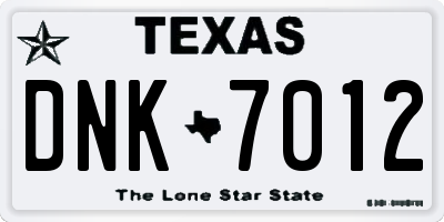 TX license plate DNK7012