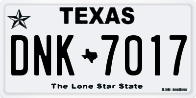 TX license plate DNK7017