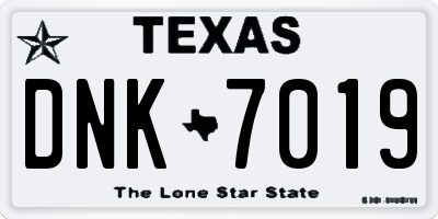 TX license plate DNK7019