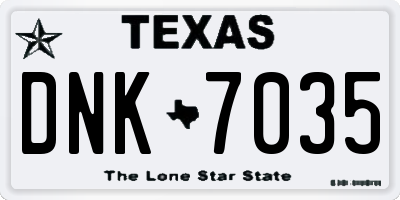 TX license plate DNK7035