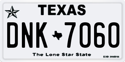 TX license plate DNK7060