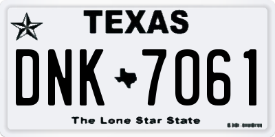 TX license plate DNK7061