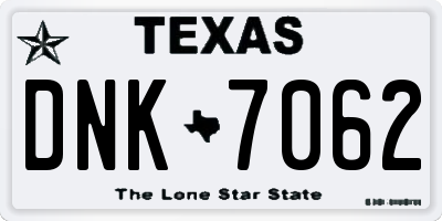 TX license plate DNK7062