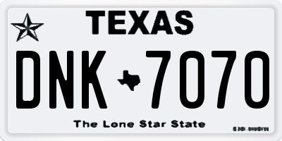 TX license plate DNK7070