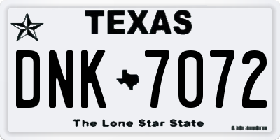 TX license plate DNK7072