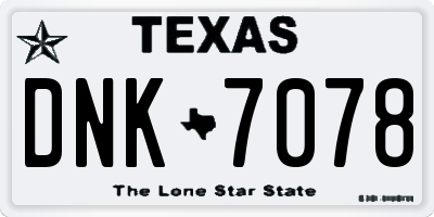 TX license plate DNK7078