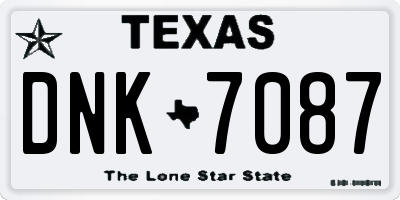 TX license plate DNK7087