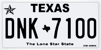 TX license plate DNK7100
