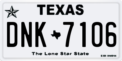 TX license plate DNK7106
