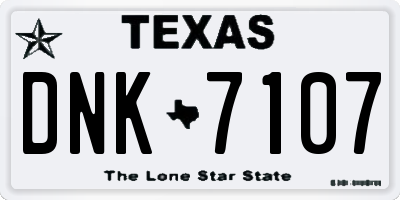 TX license plate DNK7107