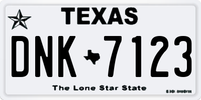 TX license plate DNK7123