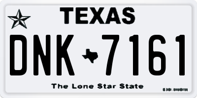 TX license plate DNK7161