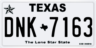 TX license plate DNK7163