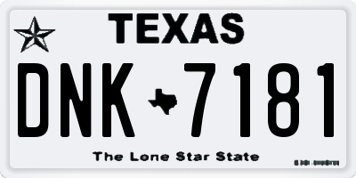 TX license plate DNK7181