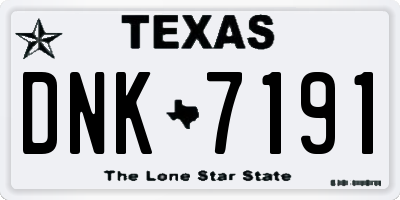 TX license plate DNK7191