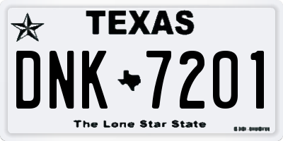 TX license plate DNK7201
