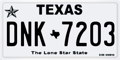 TX license plate DNK7203