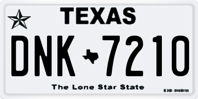 TX license plate DNK7210