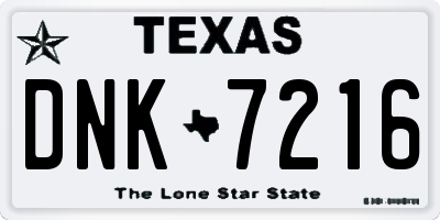 TX license plate DNK7216