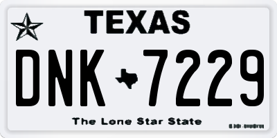 TX license plate DNK7229
