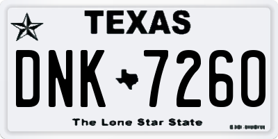 TX license plate DNK7260