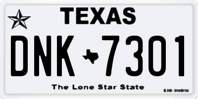 TX license plate DNK7301