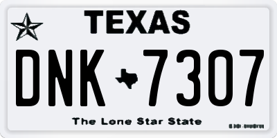 TX license plate DNK7307